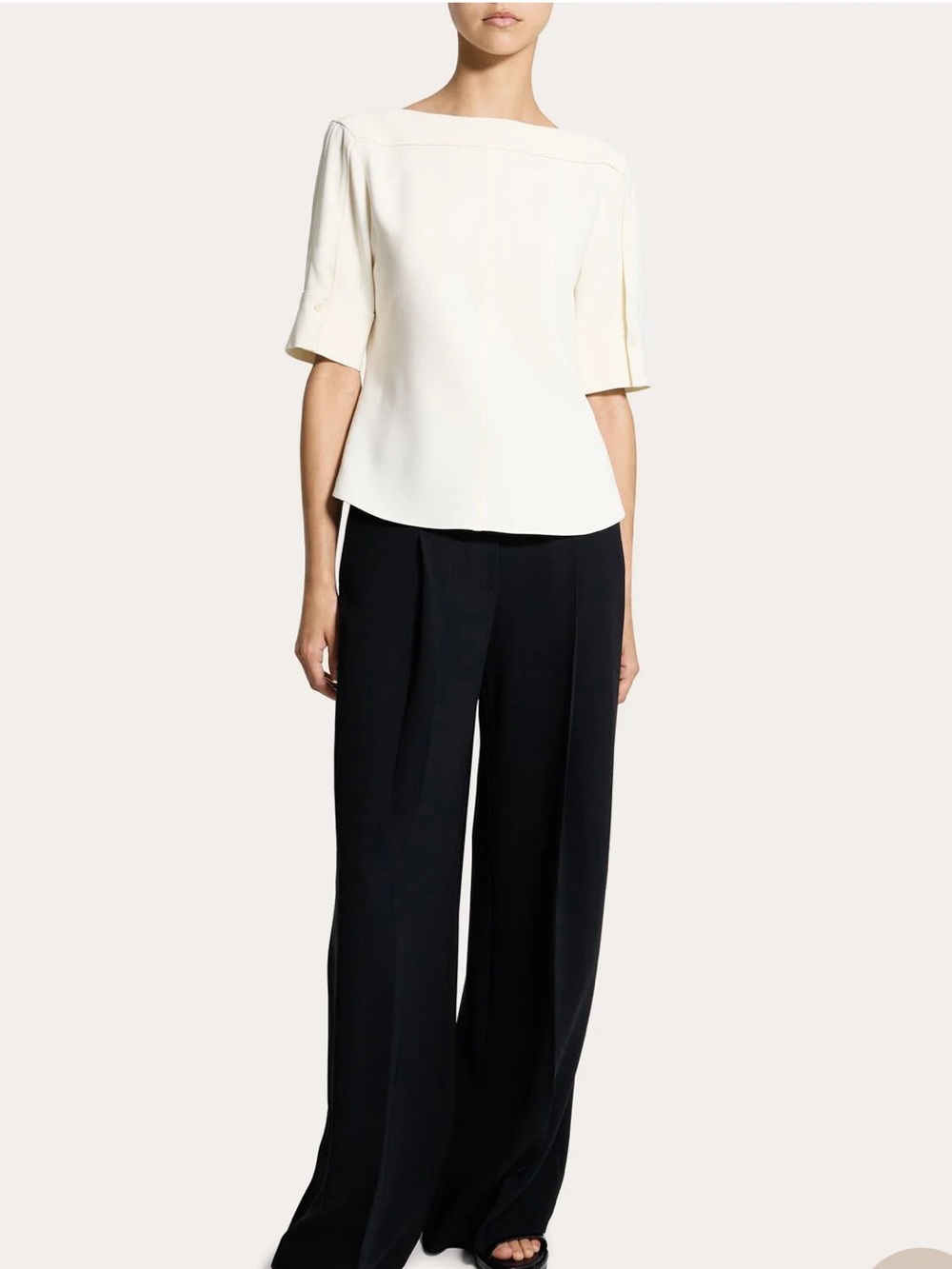 Theory Admiral Crepe Seamed Boatneck Top -NWT!